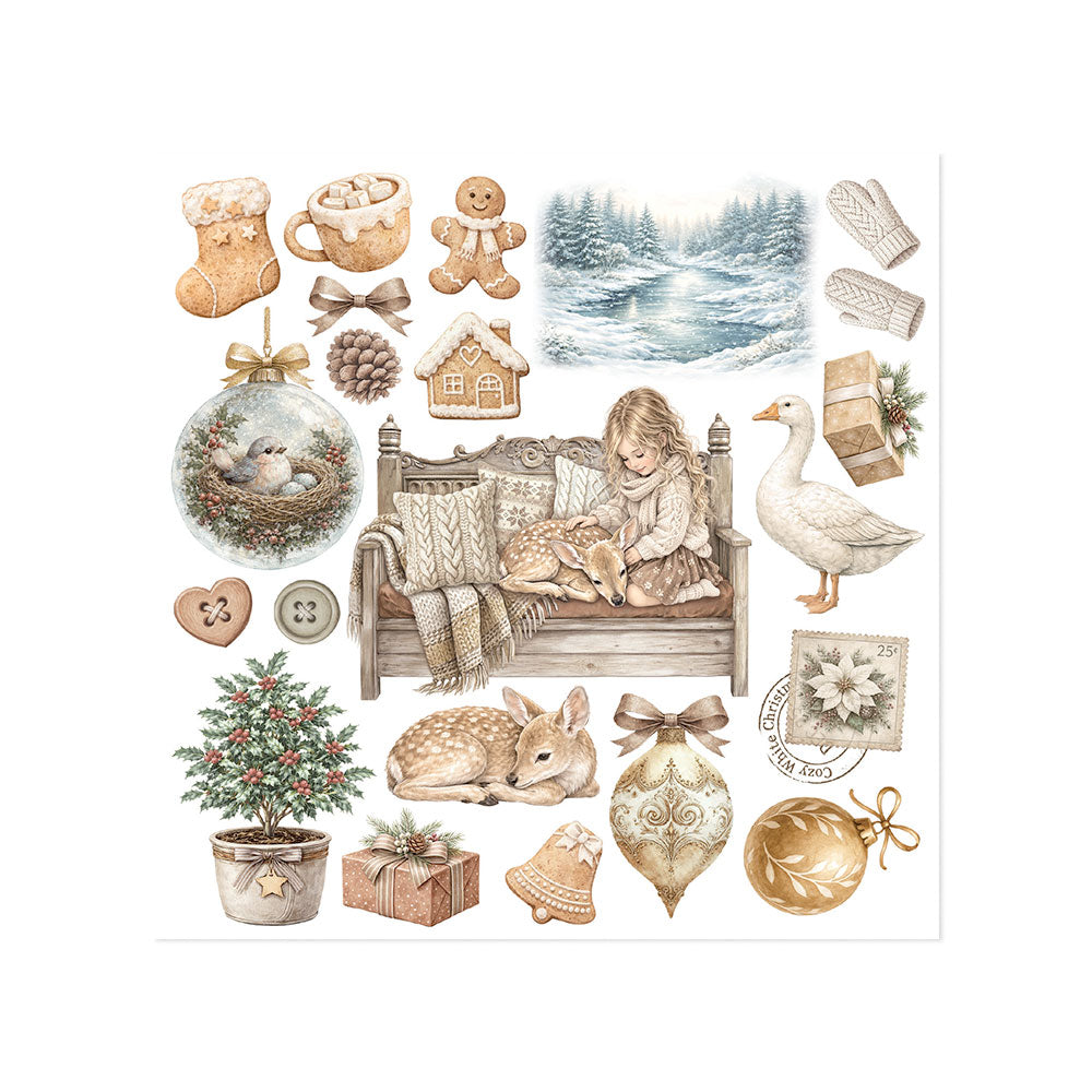 Stamperia WHITE CHRISTMAS Christmas Rub On ASSORTMENT Kit #DFLRBX21