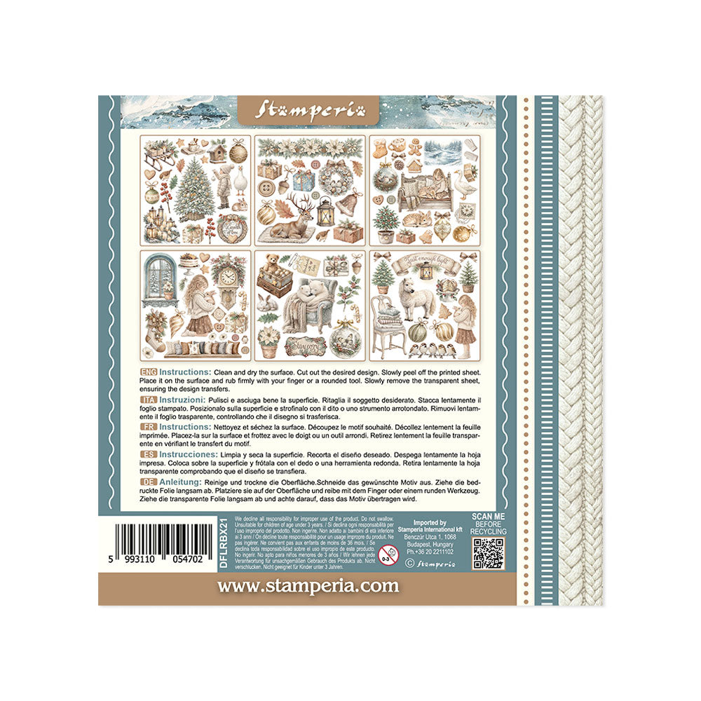 Stamperia WHITE CHRISTMAS Christmas Rub On ASSORTMENT Kit #DFLRBX21