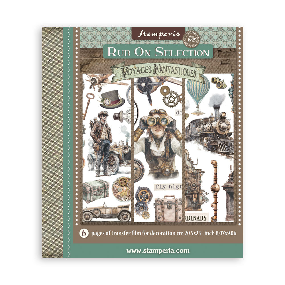 Stamperia VOYAGES FANTASTIQUES Large Rub On Selection 20,5x23cm  #DFLRBXG01