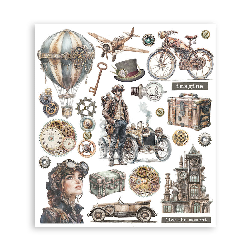 Stamperia VOYAGES FANTASTIQUES Large Rub On Selection 20,5x23cm  #DFLRBXG01