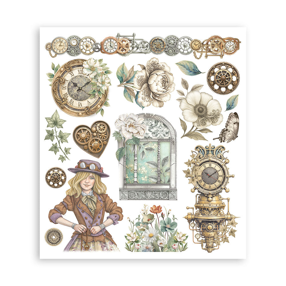 Stamperia GARDENS OF TIME Large Rub On Selection 20,5x23cm  #DFLRBXG04
