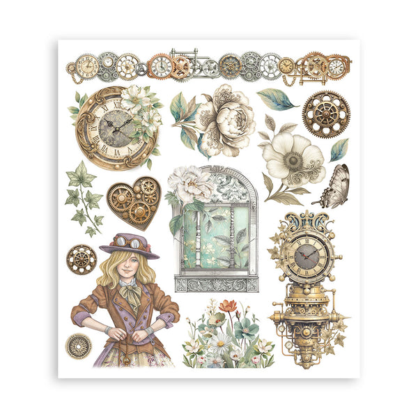Stamperia GARDENS OF TIME Large Rub On Selection 20,5x23cm  #DFLRBXG04