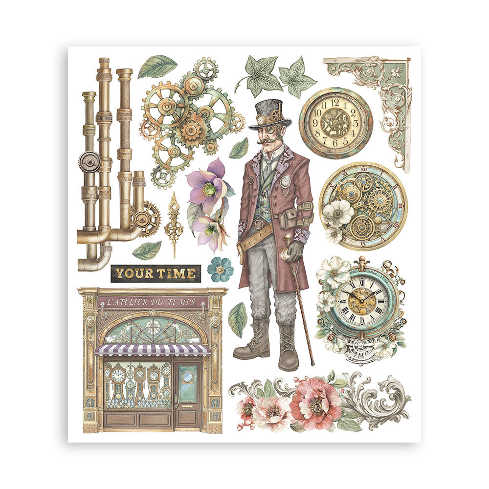 Stamperia GARDENS OF TIME Large Rub On Selection 20,5x23cm  #DFLRBXG04