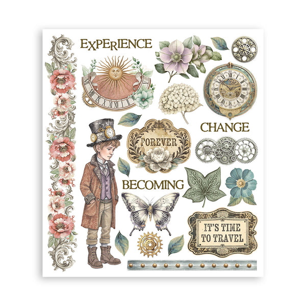 Stamperia GARDENS OF TIME Large Rub On Selection 20,5x23cm  #DFLRBXG04