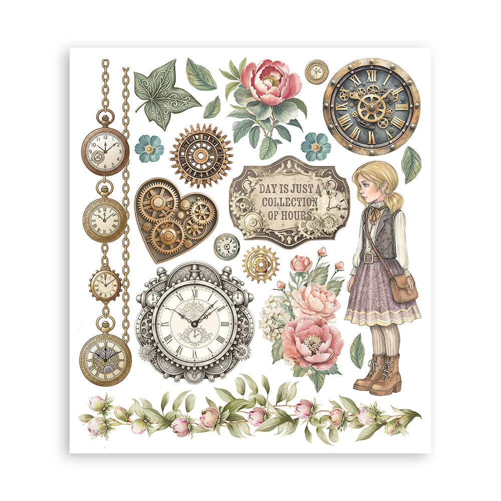Stamperia GARDENS OF TIME Large Rub On Selection 20,5x23cm  #DFLRBXG04