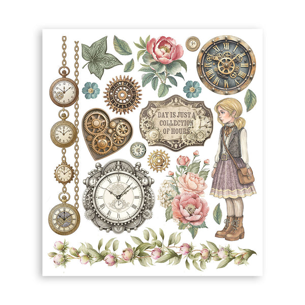 Stamperia GARDENS OF TIME Large Rub On Selection 20,5x23cm  #DFLRBXG04