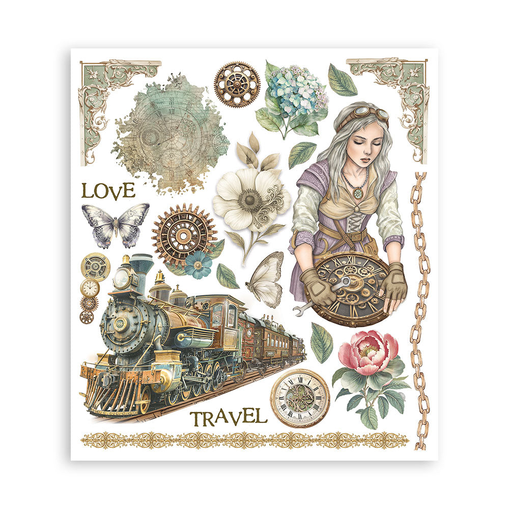Stamperia GARDENS OF TIME Large Rub On Selection 20,5x23cm  #DFLRBXG04