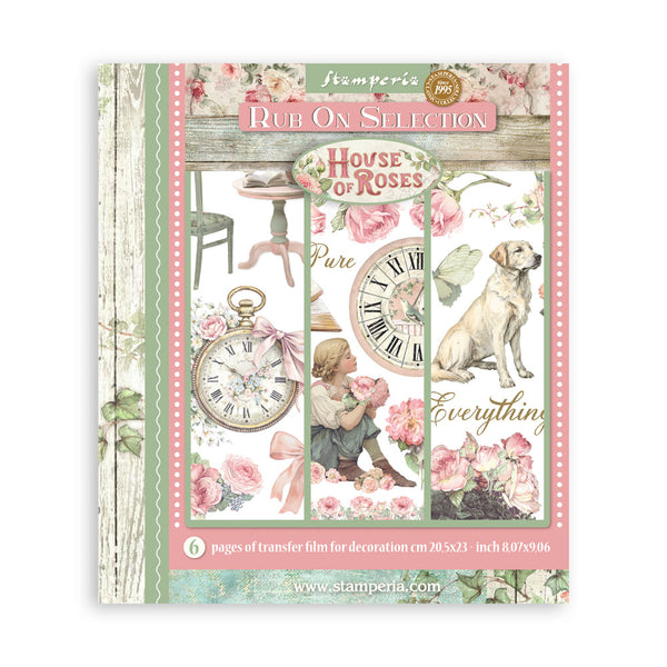 Stamperia rub on selection book with vintage design elements on a white background