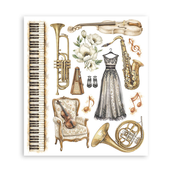Stamperia SYMPHONY - LARGE Rub On Selection 20,5x23cm  #DFLRBXG09