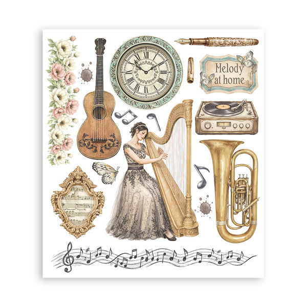 Stamperia SYMPHONY - LARGE Rub On Selection 20,5x23cm  #DFLRBXG09
