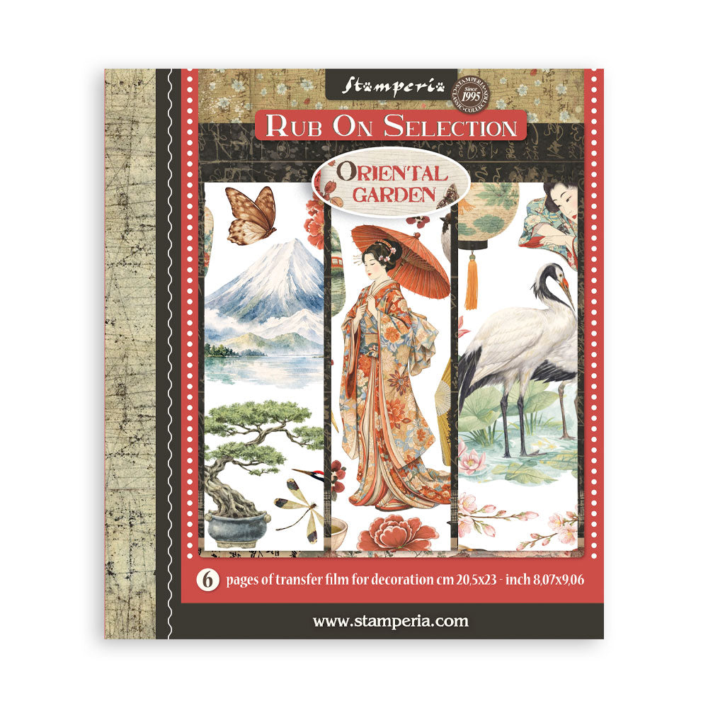 Stamperia ORIENTAL GARDEN - LARGE Rub On Selection 20,5x23cm  #DFLRBXG11