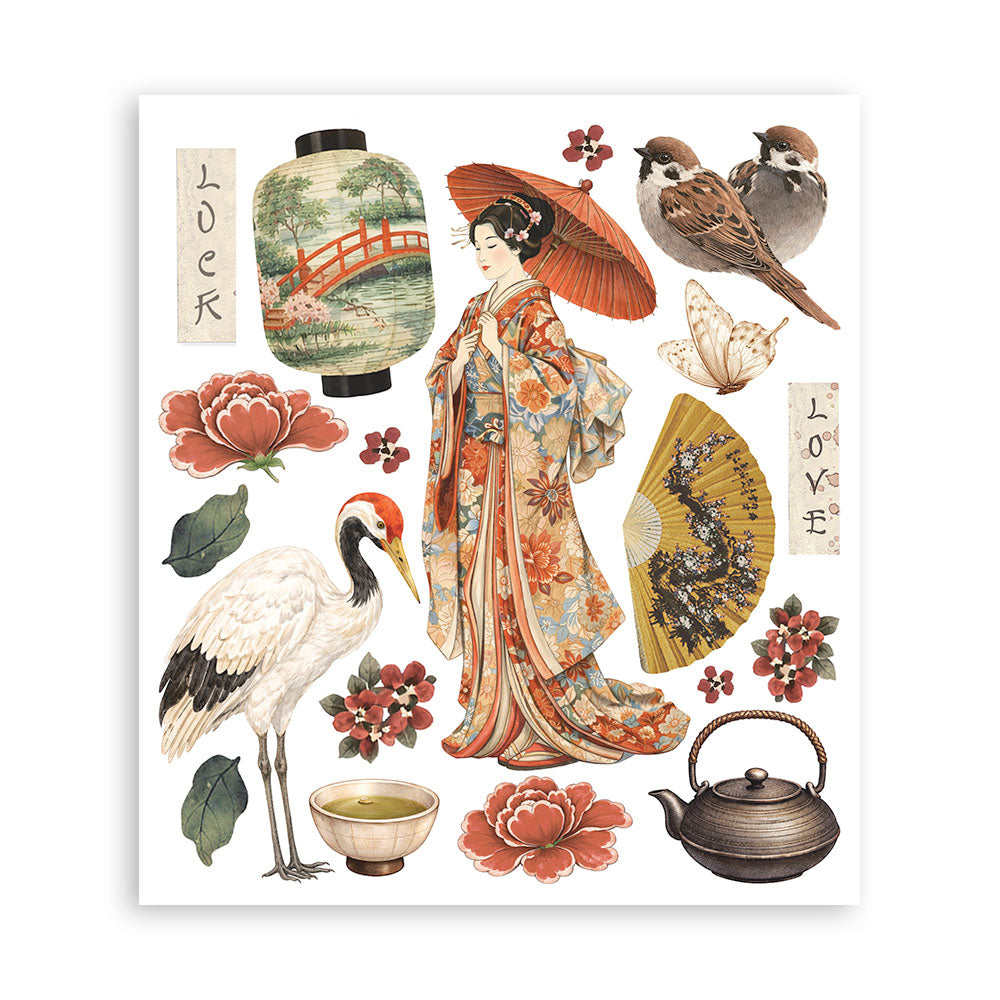 Stamperia ORIENTAL GARDEN - LARGE Rub On Selection 20,5x23cm  #DFLRBXG11