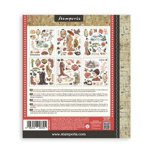 Stamperia ORIENTAL GARDEN - LARGE Rub On Selection 20,5x23cm  #DFLRBXG11