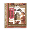 Stamperia 'Rub On Selection' 'Our Way' transfer sheet packaging, featuring vintage illustrations of a red telephone booth, a grand building, a woman in a hat, and feathers on a brown and beige patterned cover.
