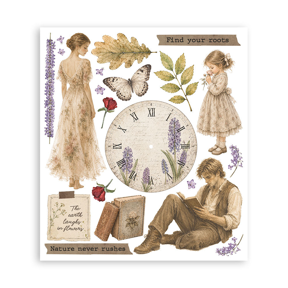 Stamperia FLOWERS and POEMS - LARGE Rub On Selection 20,5x23cm  #DFLRBXG16