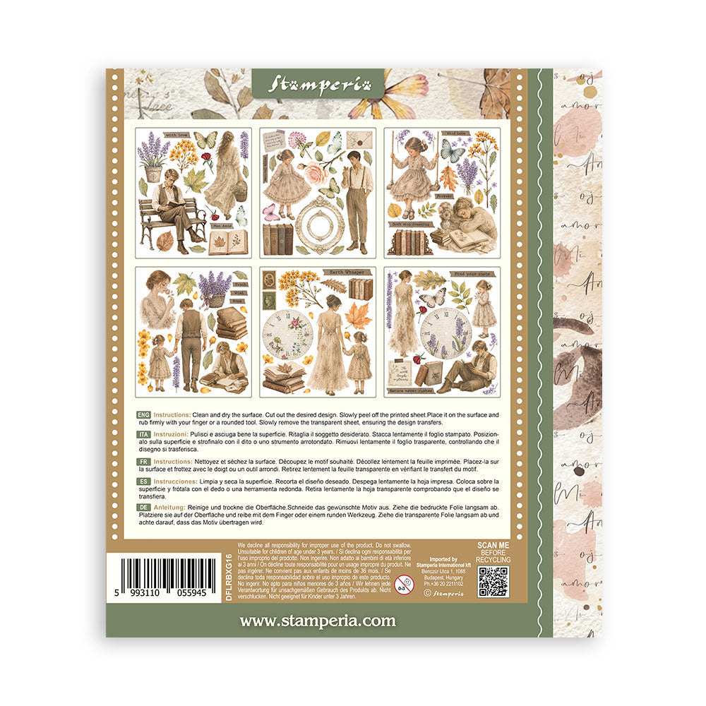 Stamperia FLOWERS and POEMS - LARGE Rub On Selection 20,5x23cm  #DFLRBXG16