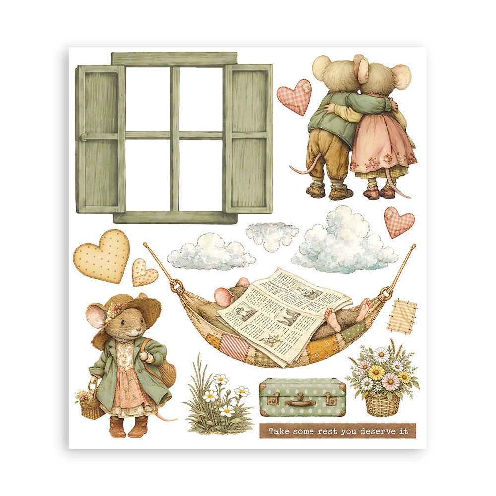 Stamperia COZY FAMILY - LARGE Rub On Selection 20,5x23cm  #DFLRBXG17