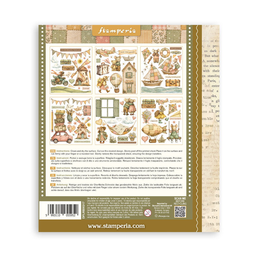 Stamperia COZY FAMILY - LARGE Rub On Selection 20,5x23cm  #DFLRBXG17