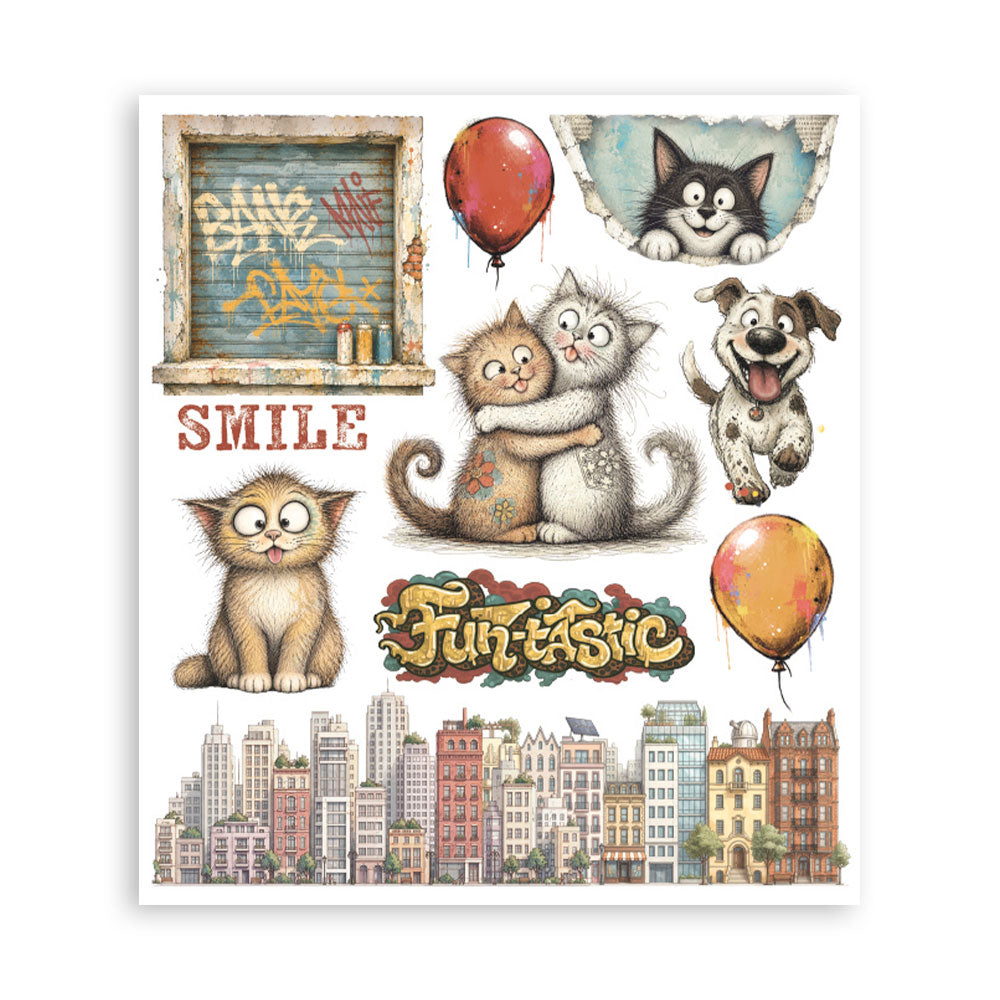 PRE-ORDER Stamperia FURRY FRIENDS 2 - LARGE Rub On Selection 20,5x23cm  #DFLRBXG18 - NEW