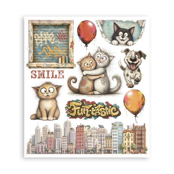 PRE-ORDER Stamperia FURRY FRIENDS 2 - LARGE Rub On Selection 20,5x23cm  #DFLRBXG18 - NEW