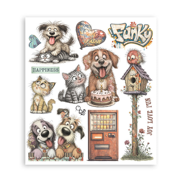 PRE-ORDER Stamperia FURRY FRIENDS 2 - LARGE Rub On Selection 20,5x23cm  #DFLRBXG18 - NEW