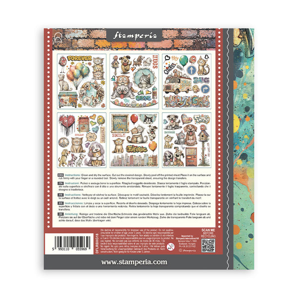 PRE-ORDER Stamperia FURRY FRIENDS 2 - LARGE Rub On Selection 20,5x23cm  #DFLRBXG18 - NEW