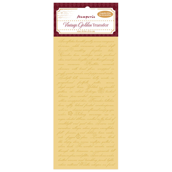 Stamperia ALICE IN CHRISTMAS - VINTAGE GOLDEN TRANSFER WRITING Transfer Film Decoration 4" x 8.5"  #DFLRGT01