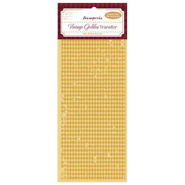 Stamperia ALICE IN CHRISTMAS - VINTAGE GOLDEN TRANSFER - RHOMBUSES PATTERN Transfer Film Decoration 4" x 8.5"  #DFLRGT02
