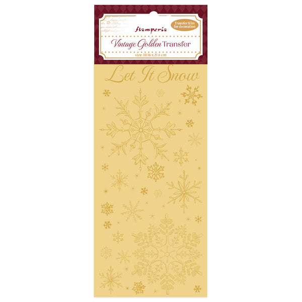 Stamperia ALICE IN CHRISTMAS - VINTAGE GOLDEN TRANSFER - LET IT SNOW Transfer Film Decoration 4" x 8.5"  #DFLRGT05
