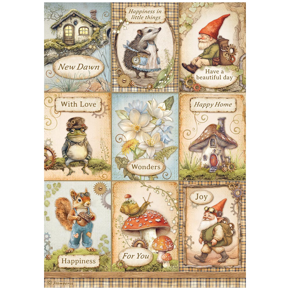 PRE-ORDER STAMPERIA HIDDEN GROVE - CARDS Decoupage Rice Paper A4 #DFSA41015