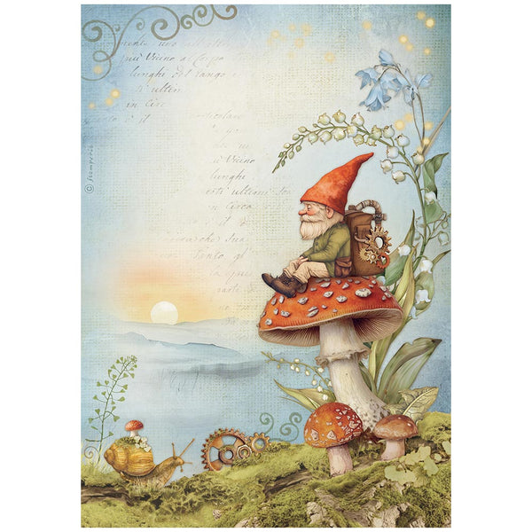 PRE-ORDER STAMPERIA HIDDEN GROVE - GNOME Decoupage Rice Paper A4 #DFSA41017