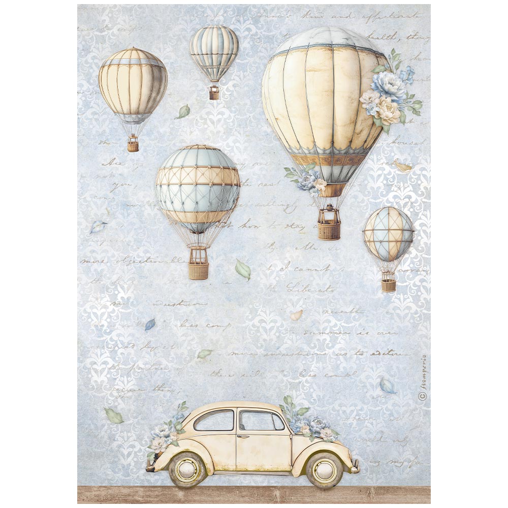 Stamperia TIMELESS - AIR BALLOONS A4 Decoupage Rice Paper #DFSA41033
