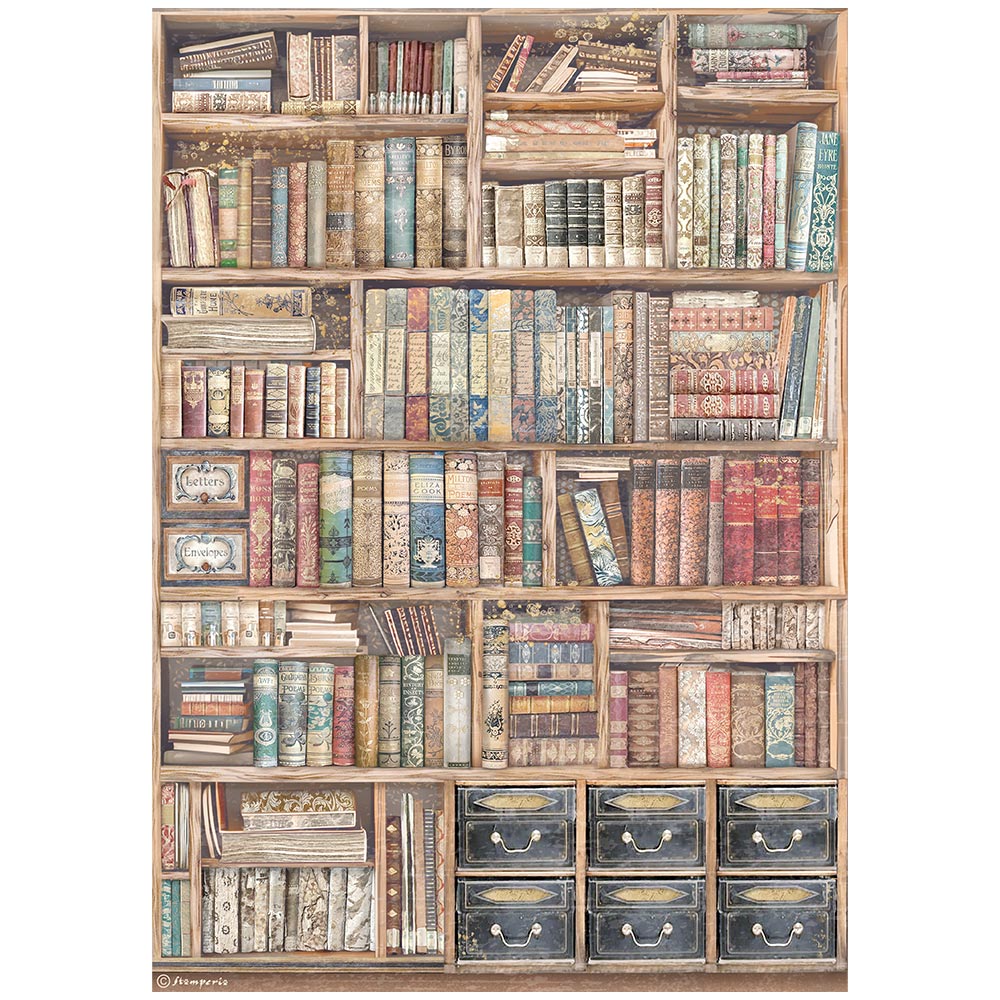 Stamperia Venice City of Art VINTAGE BOOKS A4 Decoupage Rice Paper #DFSA41044