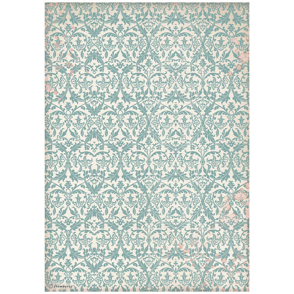 Stamperia Venice City of Art TURQUOISE TAPESTRY A4 Decoupage Rice Paper #DFSA41045