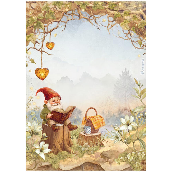 Stamperia WHISPERING WOODS - GNOME Decoupage Rice Paper A4 #DFSA41060
