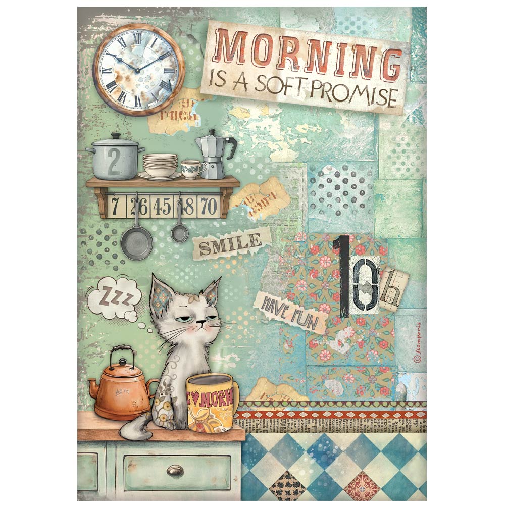 Stamperia FURRY FRIENDS - MORNING IS A SOFT PROMISE Decoupage Rice Paper A4 #DFSA41068