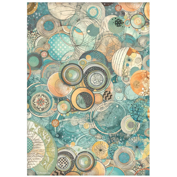 Stamperia FURRY FRIENDS - HARMONY OF CIRCLES AND TEXTURES Decoupage Rice Paper A4 #DFSA41069