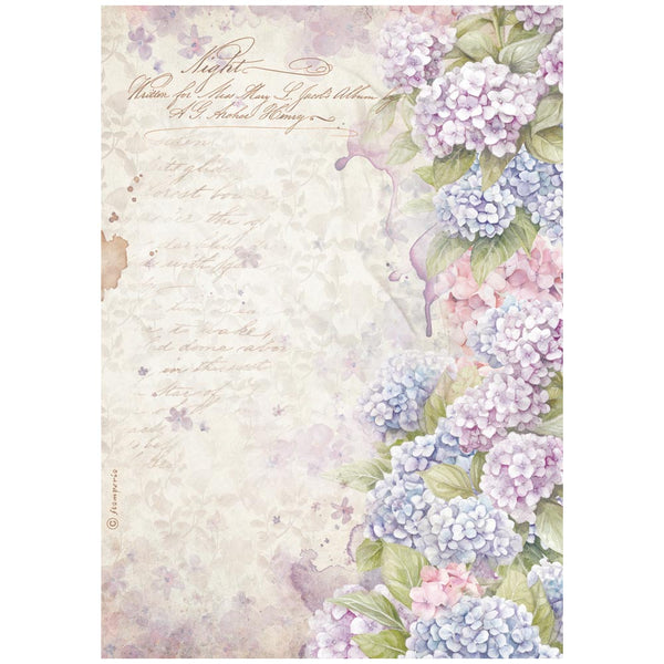 Stamperia QUIET DAYS - HYDRANGEA Decoupage Rice Paper A4 #DFSA41076