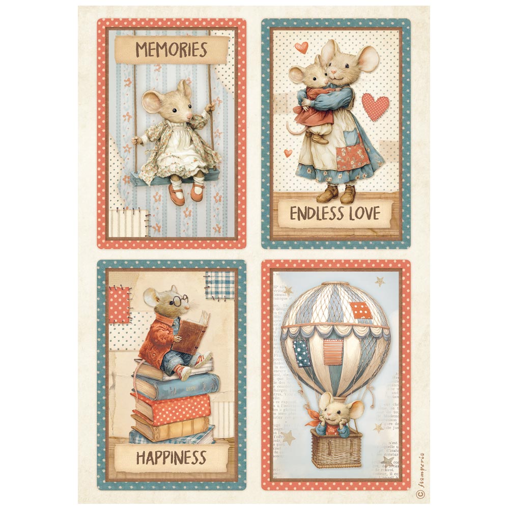 Stamperia FAMILY 4 CARDS Decoupage Rice Paper A4 #DFSA41083