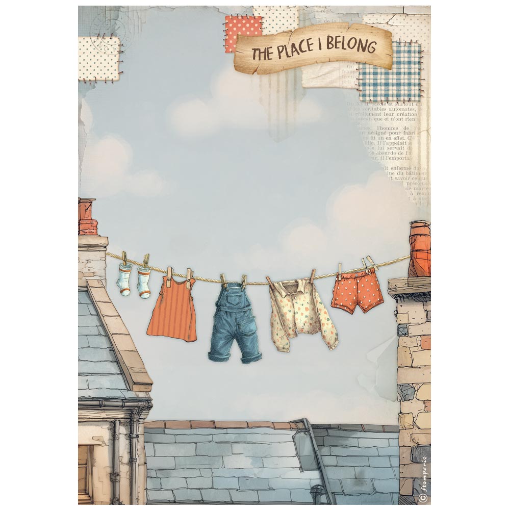 Stamperia FAMILY - FRESH LAUNDRY Decoupage Rice Paper A4 #DFSA41088