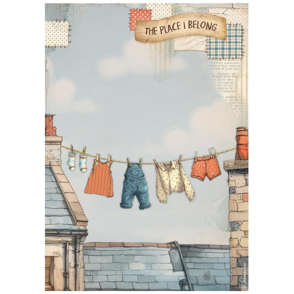 Stamperia FAMILY - FRESH LAUNDRY Decoupage Rice Paper A4 #DFSA41088