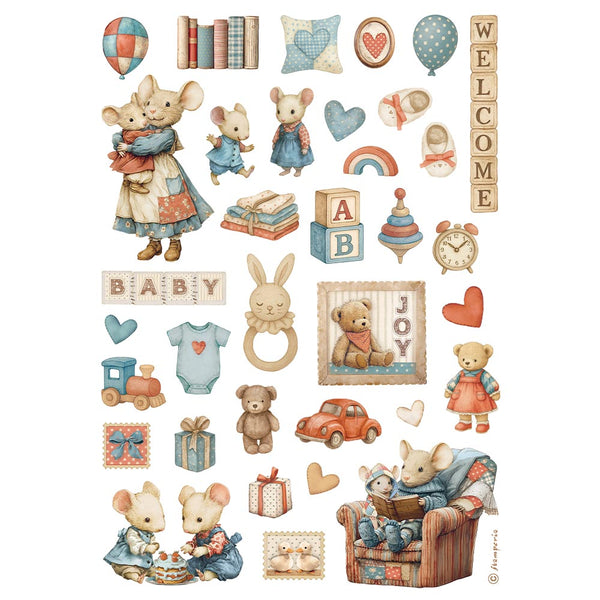 Stamperia BABY ACCESSORIES Decoupage Rice Paper A4 #DFSA41090