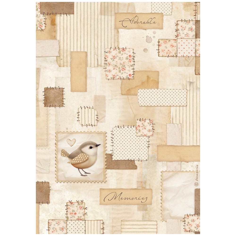 Stamperia BABY - PATCHWORK BIRD Decoupage Rice Paper A4 #DFSA41091