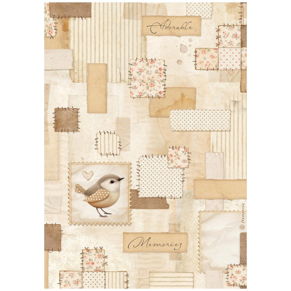 Stamperia BABY - PATCHWORK BIRD Decoupage Rice Paper A4 #DFSA41091
