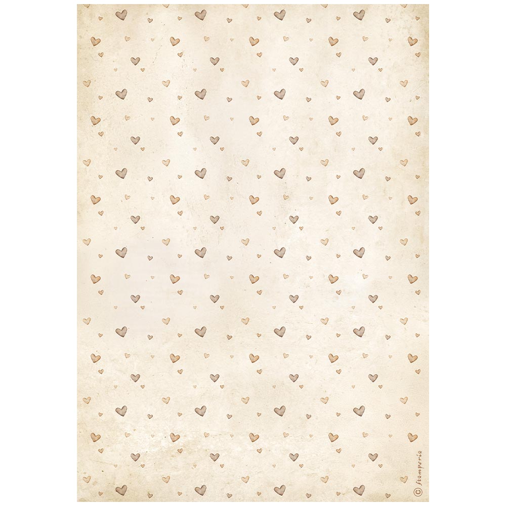Stamperia BABY HEARTS PATTERN Decoupage Rice Paper A4 #DFSA41092
