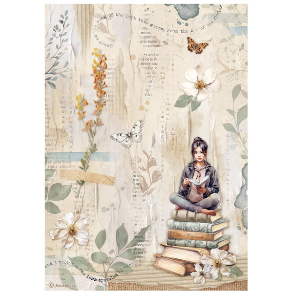 Stamperia SECRET DIARY - BOOKS Decoupage Rice Paper A4 #DFSA41104