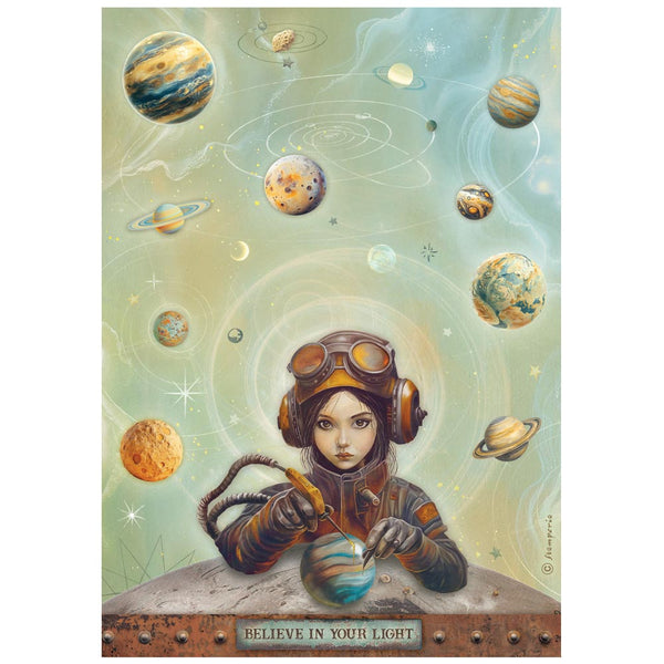 Stamperia A NEW BEGINNING - BELIEVE IN YOUR LIGHT Decoupage Rice Paper A4 #DFSA41107