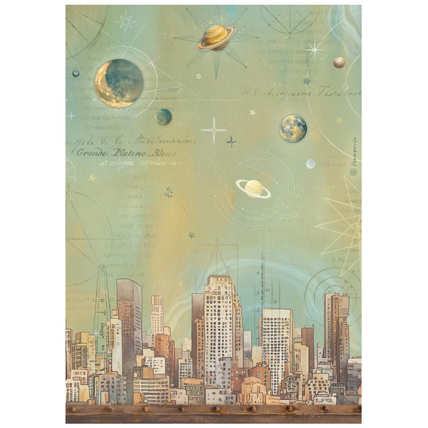 Stamperia A NEW BEGINNING - SKYLINE Decoupage Rice Paper A4 #DFSA41109