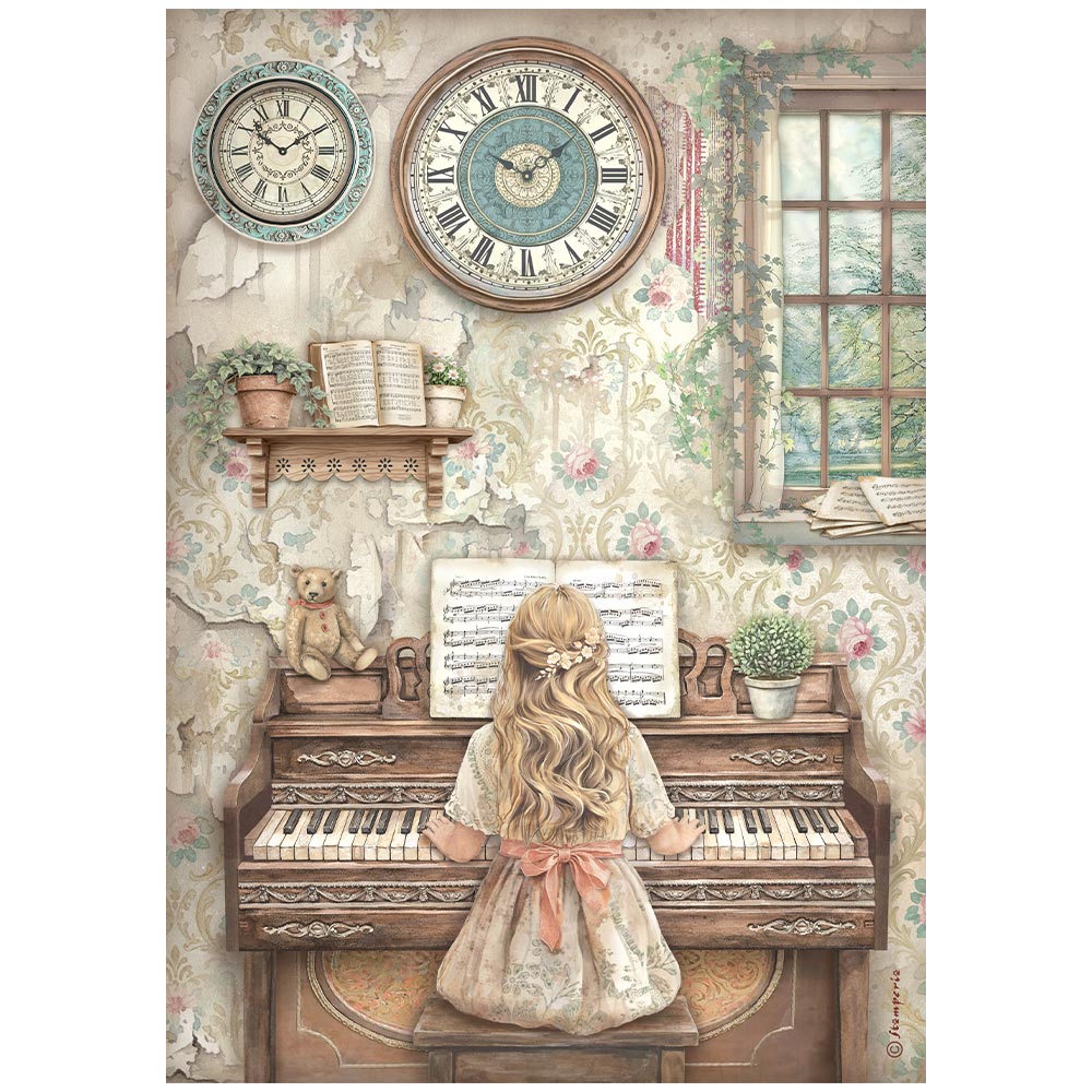 Stamperia SYMPHONY - PIANO - Decoupage Rice Paper A4 #DFSA41123