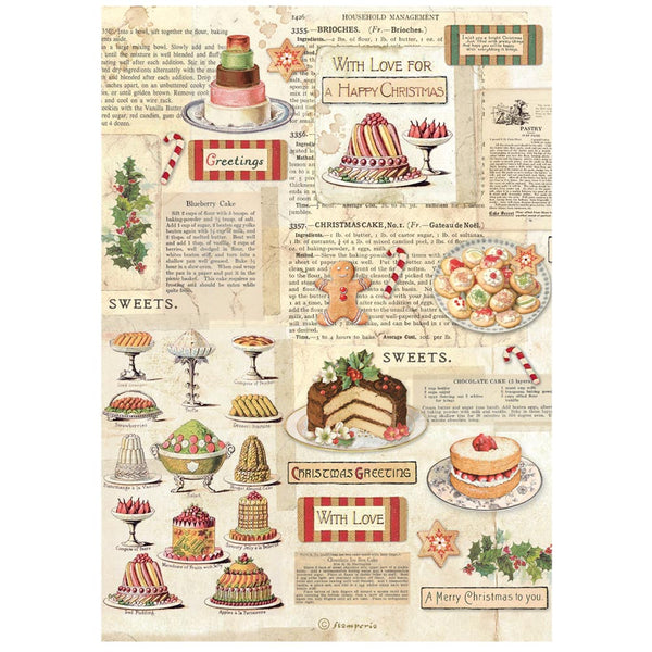 Stamperia CLASSIC CHRISTMAS - SWEETS - Decoupage Rice Paper A4 #DFSA41129